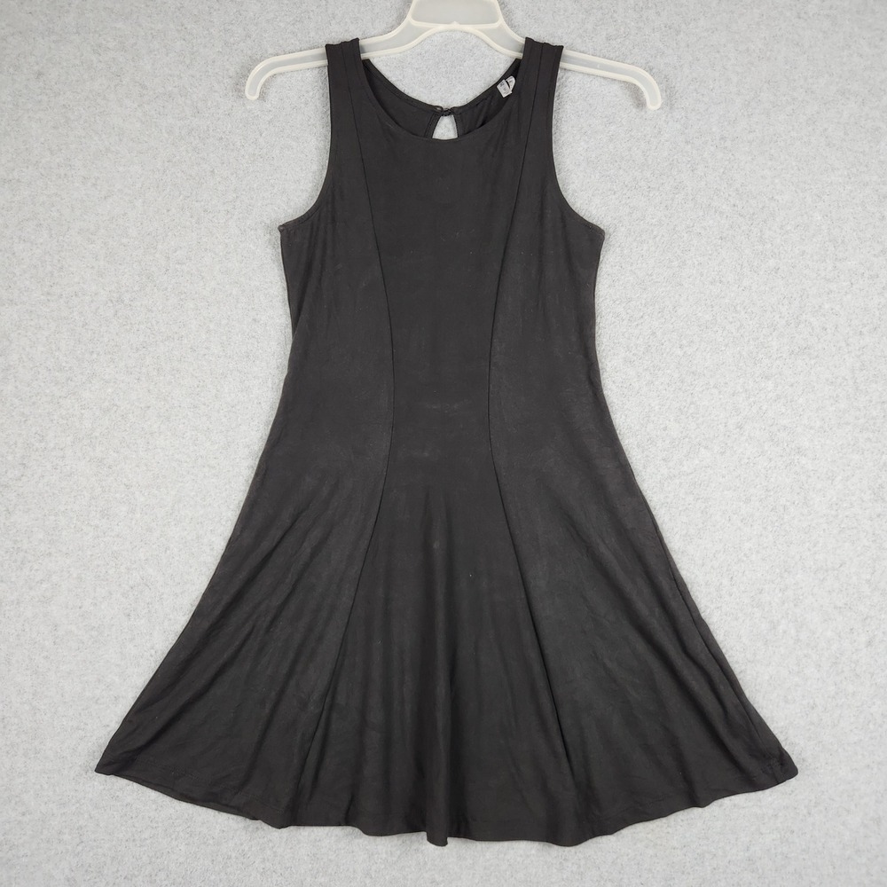 Mudd Fit & Flare Dress Womens Small Black Stretch Sleeveless Keyhole Back Button